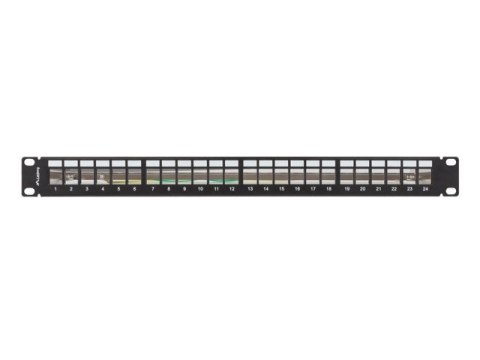 Patch panel pusty 24 porty 1U 19 cali ftp do moduĹĂłw keystone czarny