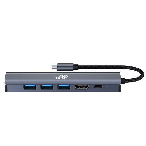 Adapter HUB USB C 6w1 - HDMI, USBx3, PD, RJ-45 TB