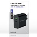 Ładowarka Super Quick PD | 1xUSB-C | 1xUSB | 45W | 5-20V | 2.25-3A | Czarna Qoltec