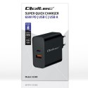 Ładowarka Super Quick PD | 1xUSB-C | 1xUSB | 65W | 5-20V | 1.5-3.25A | Czarna Qoltec