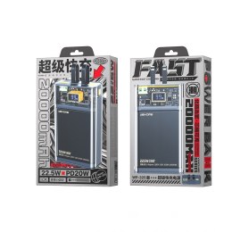 Power bank WP-325 Vanguard Series - 20000 mAh Super Charging z wbudowanym kablem USB-C & Lightning PD 20W + QC 22.5W (Czarny / P WEKOME