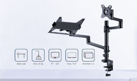 Uchwyt do monitora max 27\'\' i laptop do 17\'\' Gembird