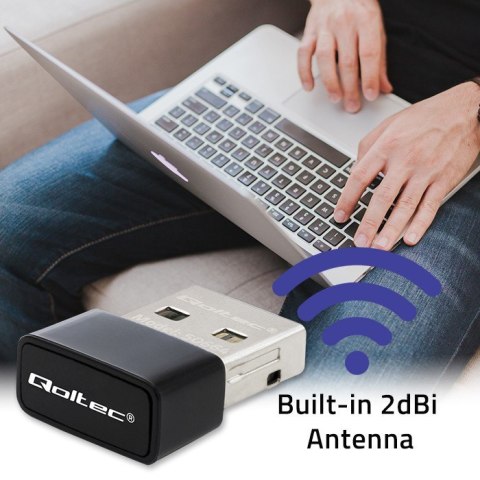 Ultraszybki bezprzewodowy mini adapter USB Wi-Fi | standard AC | 650Mbps Qoltec Ultraszybki bezprzewodowy mini adapter USB Wi-Fi | standard AC | 650Mbps Qoltec