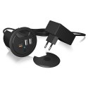 IB-HUB1407 3 Port ładowarka do biurka, 2x USB-A, 1x USB-C, otwór 60mm IcyBox