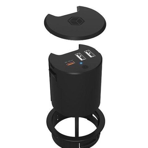 IB-HUB1407 3 Port ładowarka do biurka, 2x USB-A, 1x USB-C, otwór 60mm IcyBox IB-HUB1407 3 Port ładowarka do biurka, 2x USB-A, 1x USB-C, otwór 60mm IcyBox