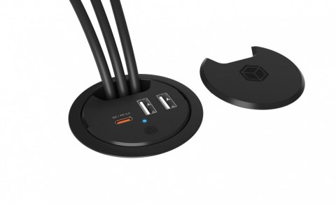 IB-HUB1407 3 Port ładowarka do biurka, 2x USB-A, 1x USB-C, otwór 60mm IcyBox IB-HUB1407 3 Port ładowarka do biurka, 2x USB-A, 1x USB-C, otwór 60mm IcyBox