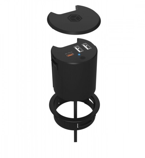 IB-HUB1407 3 Port ładowarka do biurka, 2x USB-A, 1x USB-C, otwór 60mm IcyBox IB-HUB1407 3 Port ładowarka do biurka, 2x USB-A, 1x USB-C, otwór 60mm IcyBox