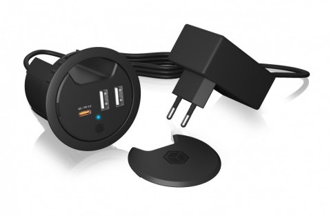 IB-HUB1407 3 Port ładowarka do biurka, 2x USB-A, 1x USB-C, otwór 60mm IcyBox IB-HUB1407 3 Port ładowarka do biurka, 2x USB-A, 1x USB-C, otwór 60mm IcyBox