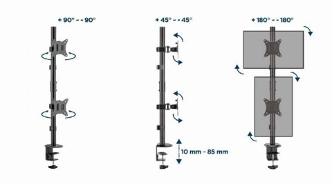 Uchwyt na 2 monitory 17-32 max. 9kg Gembird