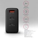 ACU-DPQ100 Ładowarka sieciowa GaN 100W, 3x port (USB-A + dual USB-C) PD3.0/QC4+/PPS/Apple Czarna AXAGON