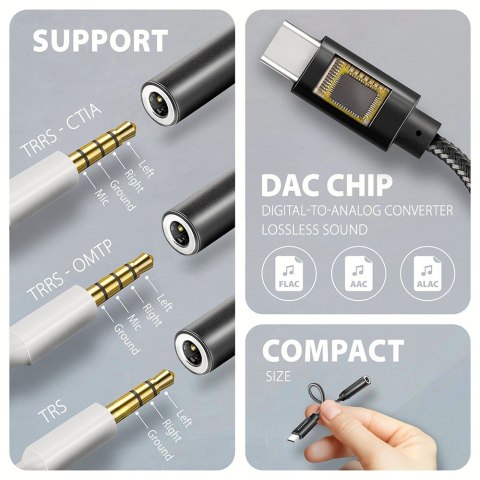 ADA-HC Zewnętrzna karta dźwiękowa USB-C 32bit DAC 3.5mm (F) złącze, 384kHz AXAGON ADA-HC Zewnętrzna karta dźwiękowa USB-C 32bit DAC 3.5mm (F) złącze, 384kHz AXAGON