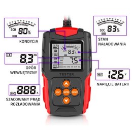 Cyfrowy tester akumulatora z wyświetlaczem LCD | 12V | 24V | 3Ah-200Ah Qoltec