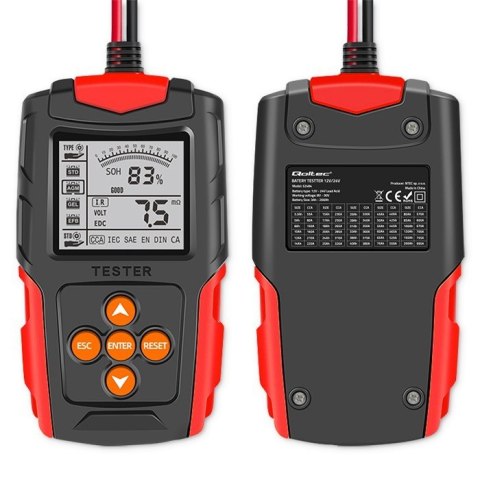 Cyfrowy tester akumulatora z wyświetlaczem LCD | 12V | 24V | 3Ah-200Ah Qoltec Cyfrowy tester akumulatora z wyświetlaczem LCD | 12V | 24V | 3Ah-200Ah Qoltec