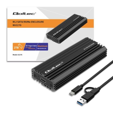 Obudowa | kieszeń NV2270 na dysk M.2 SSD | SATA | NVMe | USB-C | 2TB Qoltec Obudowa | kieszeń NV2270 na dysk M.2 SSD | SATA | NVMe | USB-C | 2TB Qoltec