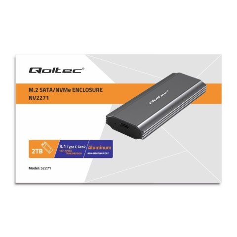 Obudowa | kieszeń NV2271 na dysk M.2 SSD | SATA | NVMe | USB-C | 2TB Qoltec Obudowa | kieszeń NV2271 na dysk M.2 SSD | SATA | NVMe | USB-C | 2TB Qoltec
