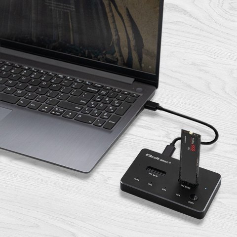 Stacja dokująca dysków SSD M.2 | NVMe | SATA | USB-C | DUAL 2 x 2TB Qoltec Stacja dokująca dysków SSD M.2 | NVMe | SATA | USB-C | DUAL 2 x 2TB Qoltec