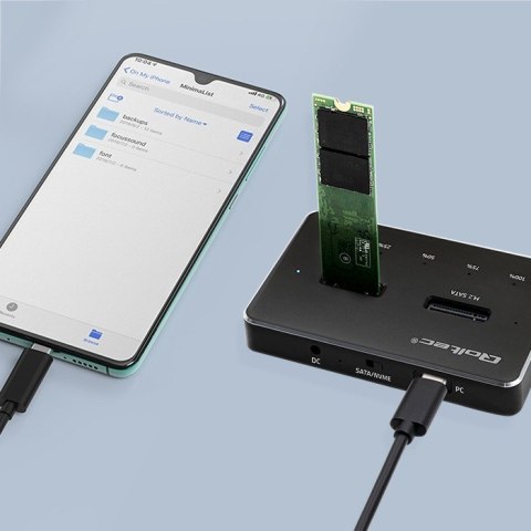 Stacja dokująca dysków SSD M.2 | NVMe | SATA | USB-C | DUAL 2 x 2TB Qoltec Stacja dokująca dysków SSD M.2 | NVMe | SATA | USB-C | DUAL 2 x 2TB Qoltec