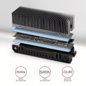CLR-M2XT Chłodnica aluminiowa pasywna do dysku M.2 SSD, ALU korpus, silikonowe podkładki termiczne, wysokość 24mm AXAGON