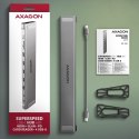 HMC-10HLS Wieloportowy hub USB 9in1, 5Gbps, 4x USB-A, HDMI 4K/60Hz, GLAN, SD/microSD, PD 100W, 25cm USB-C kabel AXAGON
