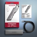 HMC-5H Wieloportowy hub USB 5in1, 5Gbps, 3x USB-A, HDMI 4K/30Hz, PD 100W, 100cm USB-C kabel AXAGON