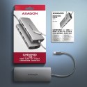 HMC-8HLSA Wieloportowy hub USB 9in1, 5Gbps, 3x USB-A + HDMI 4K/30Hz, SD/microSD, GLAN, Audio, PD 100W, 20cm USB-C kabel AXAGON