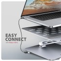 HMC-STND Stojak z wieloportowy hub Aluminiowy 7in1, 5Gbps, do 10"-16" cali laptopów, nastawny, 3x USB-A, HDMI 4K/60Hz, GLAN, PD  AXAGON