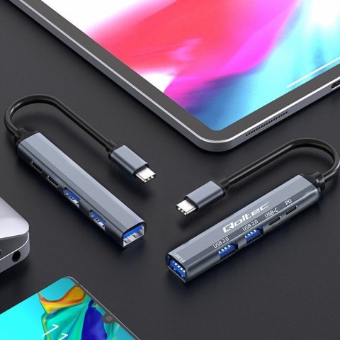HUB adapter USB-C 3.1 5w1 | USB-C PD | USB-C | 2x USB 2.0 | USB 3.0 Qoltec