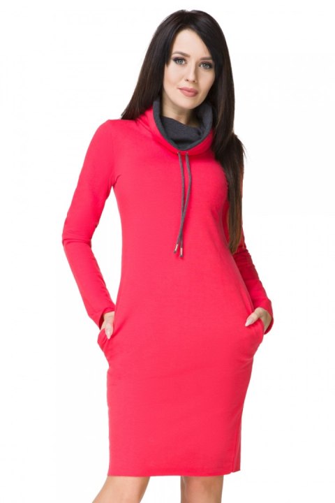 Sukienka model Kaja12 Coral/Dark Gray - Tessita Sukienka model Kaja12 Coral/Dark Gray - Tessita