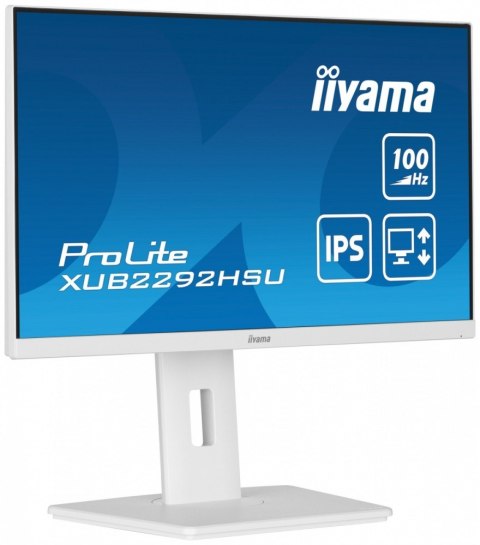 Monitor 21.5 cala ProLite XUB2292HSU-W6 IPS,100Hz,FreeSync,PIVOT,0.4ms,HDMI, DP,4xUSB(3.2),2x2W,HAS(150mm), Biały IIYAMA