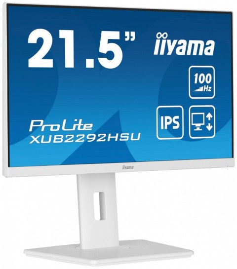 Monitor 21.5 cala ProLite XUB2292HSU-W6 IPS,100Hz,FreeSync,PIVOT,0.4ms,HDMI, DP,4xUSB(3.2),2x2W,HAS(150mm), Biały IIYAMA