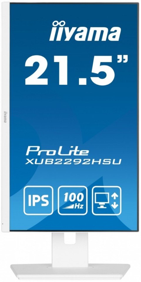 Monitor 21.5 cala ProLite XUB2292HSU-W6 IPS,100Hz,FreeSync,PIVOT,0.4ms,HDMI, DP,4xUSB(3.2),2x2W,HAS(150mm), Biały IIYAMA