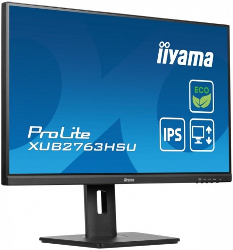 Monitor 27 cali ProLite XUB2763HSU-B1 IPS,100HZ,ECO,3ms,SLIM,HDMI,DP,2x USB3.22x2W,HAS(150mm),TCO,EPEAT IIYAMA