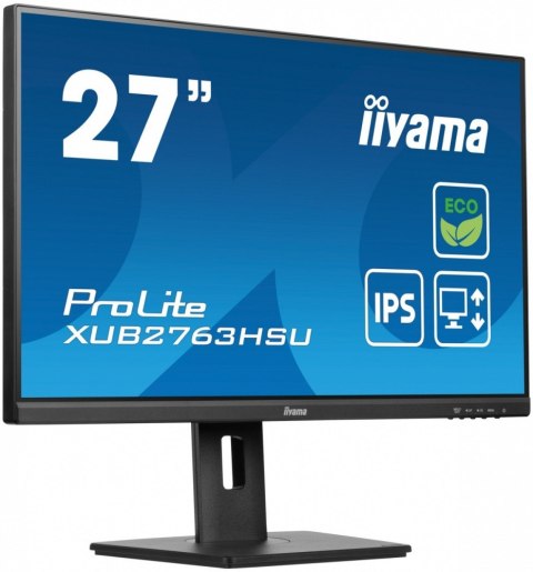 Monitor 27 cali ProLite XUB2763HSU-B1 IPS,100HZ,ECO,3ms,SLIM,HDMI,DP,2x USB3.22x2W,HAS(150mm),TCO,EPEAT IIYAMA