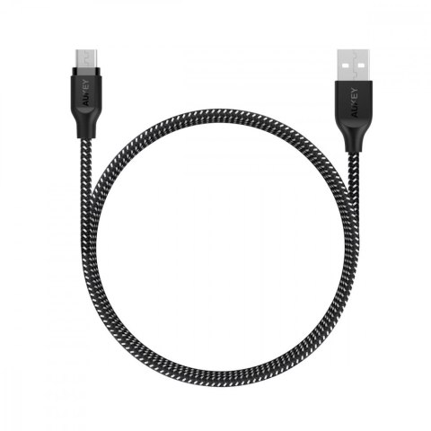 CB-AM2 kabel micro USB - USB-A 2m Quick Charge nylonowy oplot czarno-biały AUKEY