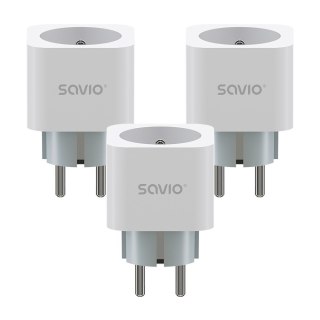 Inteligentne gniazdko Wi-Fi 16A Pomiar zużycia energii, wielopak 3 szt., AS-01, białe Savio
