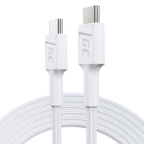 Kabel PowerStream USB-C do USB-C 2m, PD 60W, QC 3.0, biały Green Cell