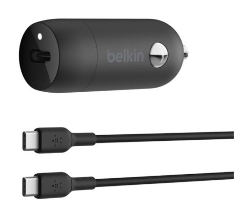 Ładowarka samochodowa 30W PD PPS Czarna + Kabel USB-C Belkin Ładowarka samochodowa 30W PD PPS Czarna + Kabel USB-C Belkin