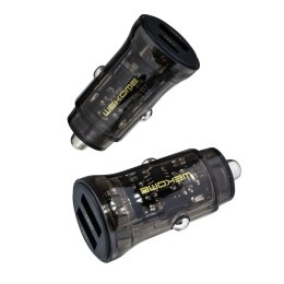Ładowarka samochodowa 2 x USB-A Fast Charging 15W Czarna / Przezroczysta WEKOME
