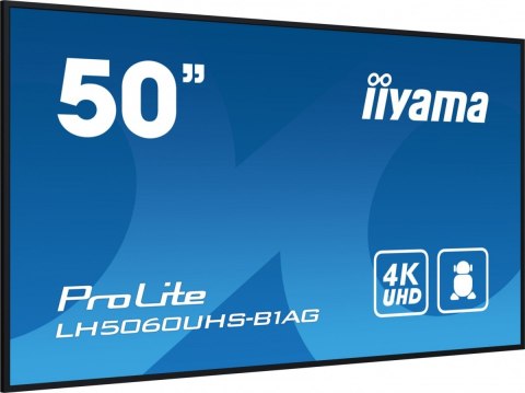Monitor wielkoformatowy 49.5 cala LH5060UHS-B1AG matowy 24h/7 500(cd/m2) VA 3840 x 2160 UHD(4K) Android.11 Wifi CMS(iiSignage2) IIYAMA