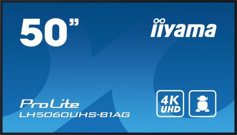 Monitor wielkoformatowy 49.5 cala LH5060UHS-B1AG matowy 24h/7 500(cd/m2) VA 3840 x 2160 UHD(4K) Android.11 Wifi CMS(iiSignage2) IIYAMA