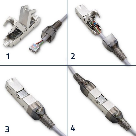 Wtyk RJ45 beznarzędziowy STP | CAT6 | JACK PIN | T568B | T568A Qoltec