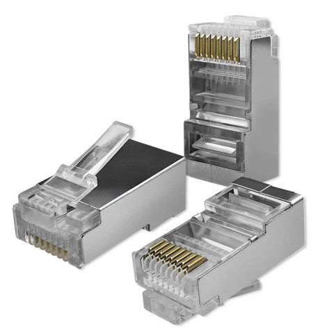 Wtyk złącze modularne RJ45 | CAT6 | FTP | Pozłacane styki | 100 sztuk Qoltec