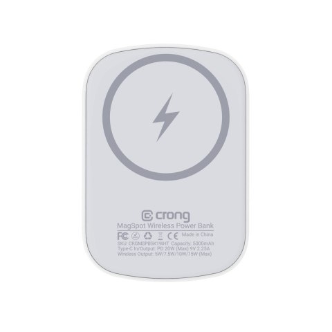 Bezprzewodowy power bank ultra slim MagSpot z MagSafe 5000mAh, USB-C 20W PD CRONG Bezprzewodowy power bank ultra slim MagSpot z MagSafe 5000mAh, USB-C 20W PD CRONG
