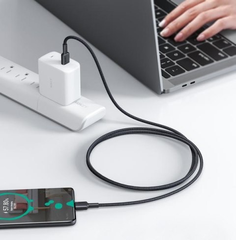 CB-CD45 kabel USB-C - USB-C 0,9m 60W PD 3A 20V nylonowy oplot czarny AUKEY