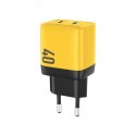 Ładowarka sieciowa 2x USB-C Super Fast Charger GaN 40W Żółta WEKOME