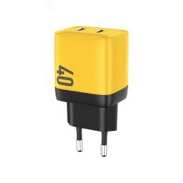 Ładowarka sieciowa 2x USB-C Super Fast Charger GaN 40W Żółta WEKOME