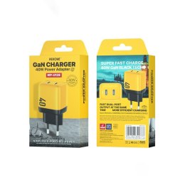 Ładowarka sieciowa 2x USB-C Super Fast Charger GaN 40W Żółta WEKOME