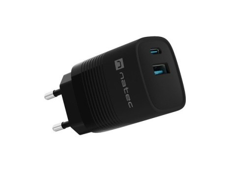 Ładowarka sieciowa Ribera GAN 1X USB-A + 1X USB-C 30W Czarna Natec Ładowarka sieciowa Ribera GAN 1X USB-A + 1X USB-C 30W Czarna Natec