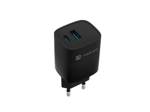 Ładowarka sieciowa Ribera GAN 1X USB-A + 1X USB-C 30W Czarna Natec Ładowarka sieciowa Ribera GAN 1X USB-A + 1X USB-C 30W Czarna Natec