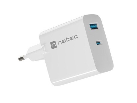 Ładowarka sieciowa Ribera GAN 1X USB-A + 1X USB-C 45W Biała Natec Ładowarka sieciowa Ribera GAN 1X USB-A + 1X USB-C 45W Biała Natec
